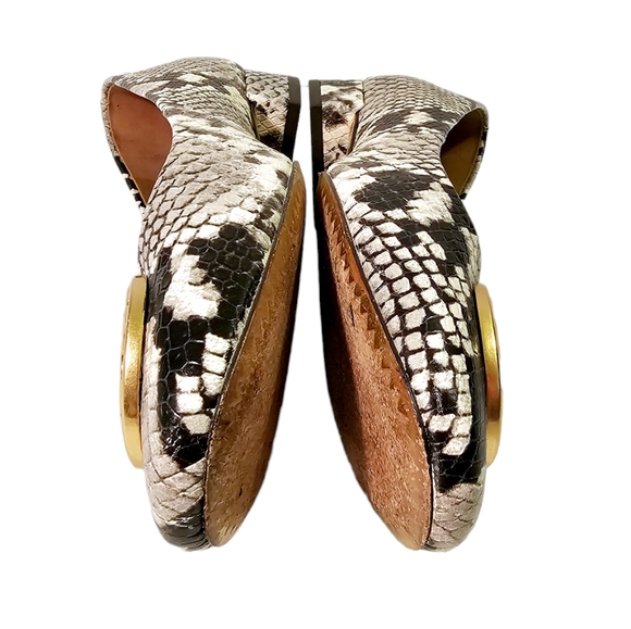 Tory Burch Chelsea Ballet Snakeskin Print Warm Roccia Flats - Picture 7 of 10